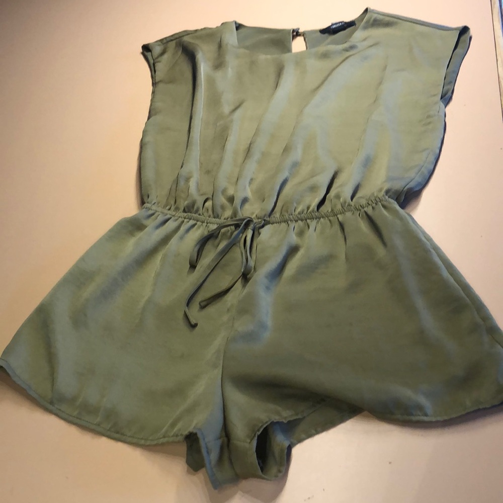 Silk olive green romper